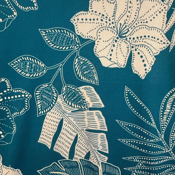 Ruby Rd. Woman 2X Blue/teal & White Tropical Floral Stretchy Pullover Midi Dress - Picture 2 of 11